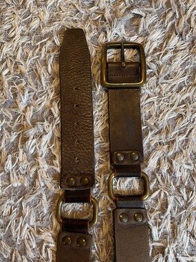 Aridza Bross women’s  Brown Leather Belt with Brass Hardware